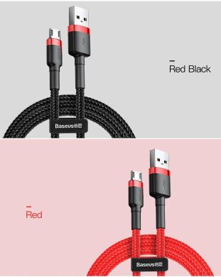 Кабель Baseus Cafule USB to MicroUSB (1.5A, 2m) CAMKLF-C91 - Black / Red