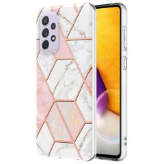 Защитный чехол Deexe Marble Pattern для Samsung Galaxy A73 (A736) - White / Pink