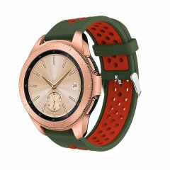Ремешок Deexe Dual Color для Samsung Galaxy Watch 42mm / Watch 3 41mm - Army Green / Red