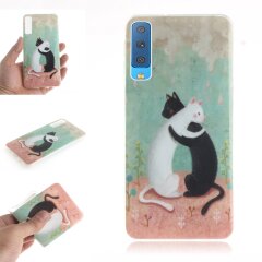 Силиконовый (TPU) чехол Deexe Life Style для Samsung Galaxy A7 2018 (A750) - Hugging Cats