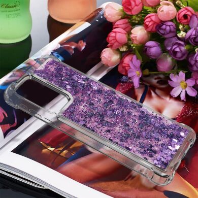 Силиконовый (TPU) чехол Deexe Liquid Glitter для Samsung Galaxy A52 (A525) / A52s (A528) - Purple