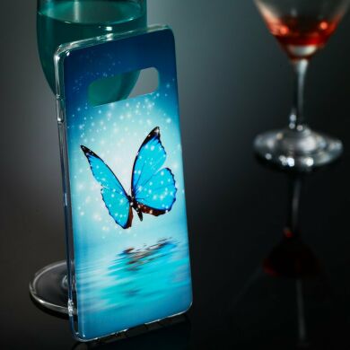 Силиконовый (TPU) чехол Deexe LumiCase для Samsung Galaxy S10 Plus (G975) - Blue Butterfly