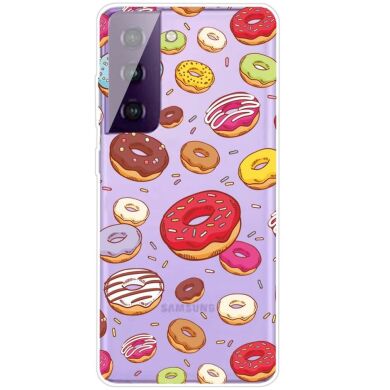 Силиконовый (TPU) чехол Deexe Pretty Glossy для Samsung Galaxy S21 FE (G990) - Donuts