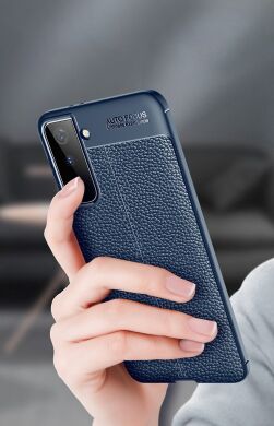 Защитный чехол Deexe Leather Cover для Samsung Galaxy S21 - Blue