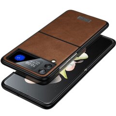 Защитный чехол SULADA Leather Case (FF) для Samsung Galaxy Flip 4 - Brown