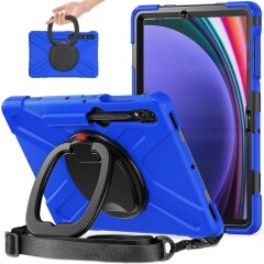 Защитный чехол Deexe Hand Grip X для Samsung Galaxy Tab S7 FE / S7 Plus / S8 Plus / S9 Plus (T730/736/800/806/970/975/810/816) - Black / Blue