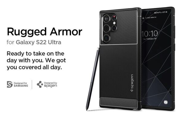 Защитный чехол Spigen (SGP) Rugged Armor для Samsung Galaxy S22 Ultra (S908) - Matte Black