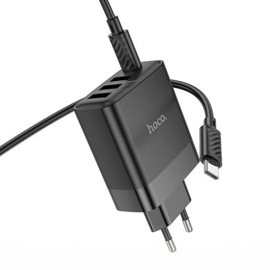 Сетевое зарядное устройство Hoco C127A 45W (1C3A) + кабель Type-C to Type-C - Black