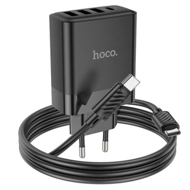 Сетевое зарядное устройство Hoco C127A 45W (1C3A) + кабель Type-C to Type-C - Black