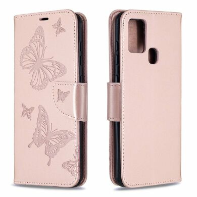 Чехол UniCase Butterfly Pattern для Samsung Galaxy A21s (A217) - Rose Gold