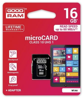 Картка пам`яті MicroSD GOODRAM 16GB 10 class UHS-I + адаптер