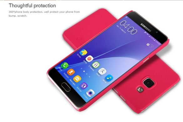 Пластиковая накладка NILLKIN Frosted Shield для Samsung Galaxy A7 (2016) + пленка - Red