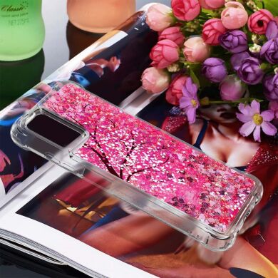 Силиконовая (TPU) накладка Deexe Fashion Glitter для Samsung Galaxy A03s (A037) - Cherry Blossom
