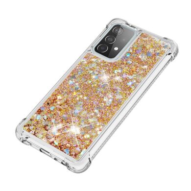 Силіконовий (TPU) чохол Deexe Liquid Glitter для Samsung Galaxy A52 (A525) / A52s (A528) - Gold