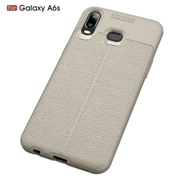 Защитный чехол Deexe Leather Cover для Samsung Galaxy A6s - Grey
