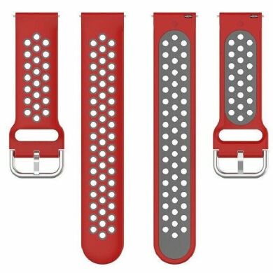 Ремешок Deexe Dual Color для часов с шириной крепления 20мм - Red / Grey