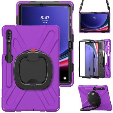 Защитный чехол Deexe Hand Grip X для Samsung Galaxy Tab S7 FE / S7 Plus / S8 Plus / S9 Plus (T730/736/800/806/970/975/810/816) - Black / Purple