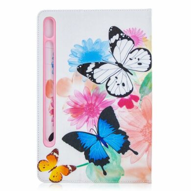 Чехол-книжка Deexe Pattern Style для Samsung Galaxy Tab S7 (T870/875) / S8 (T700/706) - Colorful Butterflies