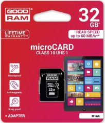 Картка пам`яті MicroSD GOODRAM 32GB 10 class UHS-I + адаптер