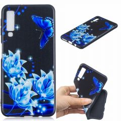 Силиконовый (TPU) чехол Deexe Life Style для Samsung Galaxy A7 2018 (A750) - Blue Flower and Butterfly