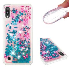 Силиконовый (TPU) чехол Deexe Liquid Glitter для Samsung Galaxy A10 (A105) - Butterfly and Plum Blossom