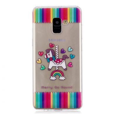 Силиконовый (TPU) чехол Deexe Pretty Glossy для Samsung Galaxy A8+ (A730) - Horse and Hearts