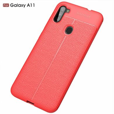 Защитный чехол Deexe Leather Cover для Samsung Galaxy A11 (A115) - Red
