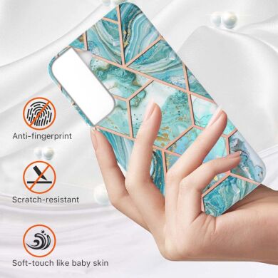 Защитный чехол Deexe Marble Pattern для Samsung Galaxy S22 Plus - Blue / Green