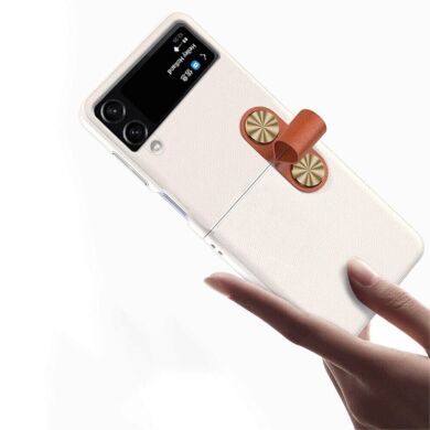 Защитный чехол GKK Strap Kickstand для Samsung Galaxy Flip 4 - White / Brown