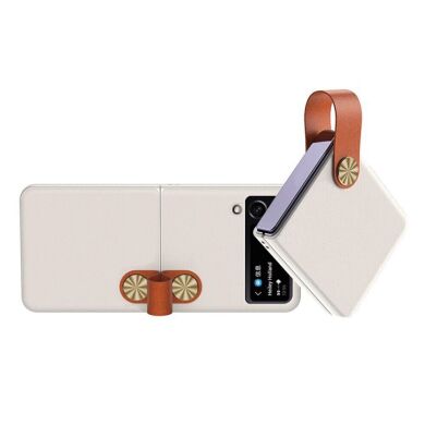 Захисний чохол GKK Strap Kickstand для Samsung Galaxy Flip 4 - White / Brown