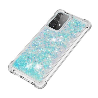 Силиконовый (TPU) чехол Deexe Liquid Glitter для Samsung Galaxy A52 (A525) / A52s (A528) - Baby Blue