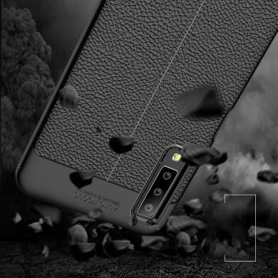 Защитный чехол Deexe Leather Cover для Samsung Galaxy A7 2018 (A750) - Dark Blue