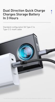 Зовнішній акумулятор Baseus Amblight Digital Display 65W (30000mAh) + кабель Type-C to Type-C (PPLG-A02) - White