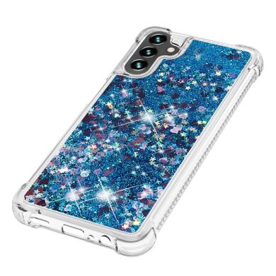 Силиконовый (TPU) чехол Deexe Liquid Glitter для Samsung Galaxy A13 5G (A136) / A04s (A047) - Blue Hearts