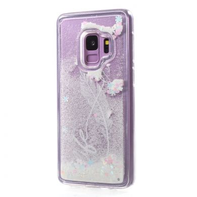 Силиконовый (TPU) чехол Deexe Liquid Glitter для Samsung Galaxy S9 (G960) - Feather Pattern