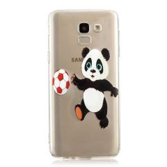 Силиконовый (TPU) чехол Deexe Pretty Glossy для Samsung Galaxy J6 2018 (J600) - Panda Playing Football