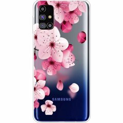 Силиконовый (TPU) чехол Deexe Pretty Glossy для Samsung Galaxy M31s (M317) - Peach Blossom