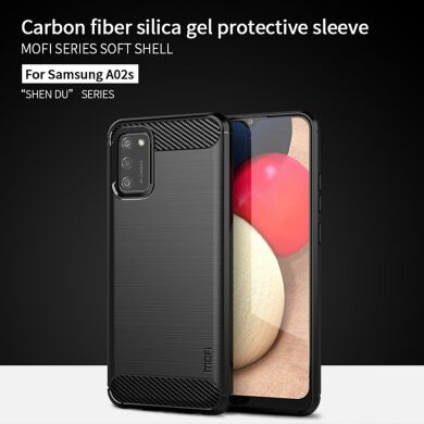 Силиконовый (TPU) чехол MOFI Carbon Fiber для Samsung Galaxy A02s (A025) - Black