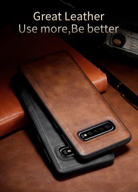 Защитный чехол X-LEVEL Leather Back Cover для Samsung Galaxy S10 Plus (G975) - Brown
