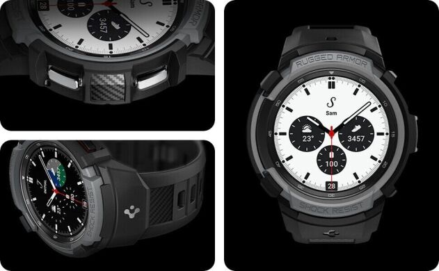 Защитный чехол Spigen (SGP) Rugged Armor Pro (FW) для Samsung Galaxy Watch 4 Classic (42mm) - Matte Black