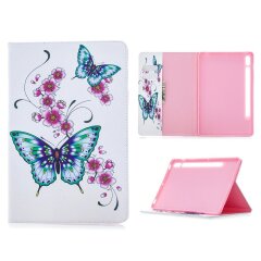 Чехол-книжка Deexe Pattern Style для Samsung Galaxy Tab S7 (T870/875) / S8 (T700/706) - Butterflies and Flowers