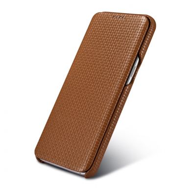 Кожаный чехол-книжка ICARER Woven Pattern для Samsung Galaxy S8 Plus (G955) - Dark Brown