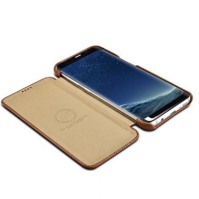 Кожаный чехол-книжка ICARER Woven Pattern для Samsung Galaxy S8 Plus (G955) - Dark Brown