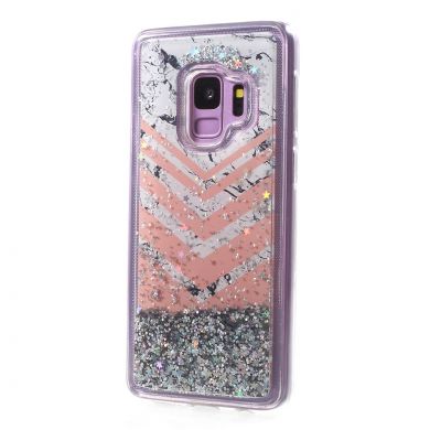 Силиконовый (TPU) чехол Deexe Liquid Glitter для Samsung Galaxy S9 (G960) - Colorful Stripes