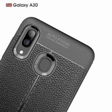Защитный чехол Deexe Leather Cover для Samsung Galaxy A30 (A305) - Black