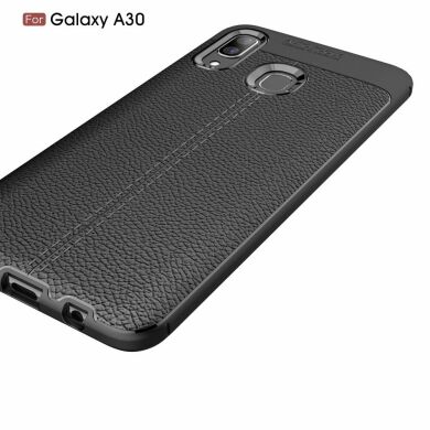 Защитный чехол Deexe Leather Cover для Samsung Galaxy A30 (A305) - Black