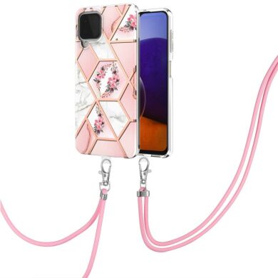 Защитный чехол Deexe Marble Flower для Samsung Galaxy A22 (A225) / M22 (M225) - Pink Flowers