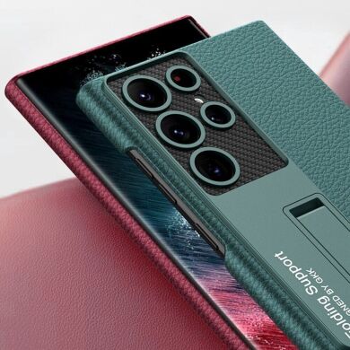 Защитный чехол GKK Leather Stand для Samsung Galaxy S22 Ultra (S908) - Red