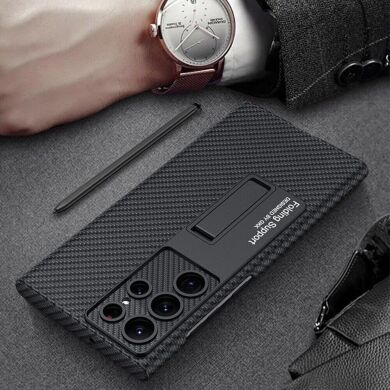 Защитный чехол GKK Leather Stand для Samsung Galaxy S22 Ultra (S908) - Black