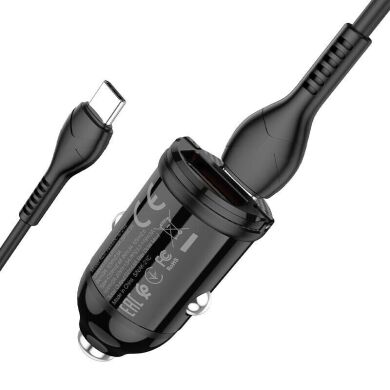 Автомобильное зарядное устройство Hoco NZ2 Link PD30W+QC3.0 + кабель Type-C to Type-C - Black
